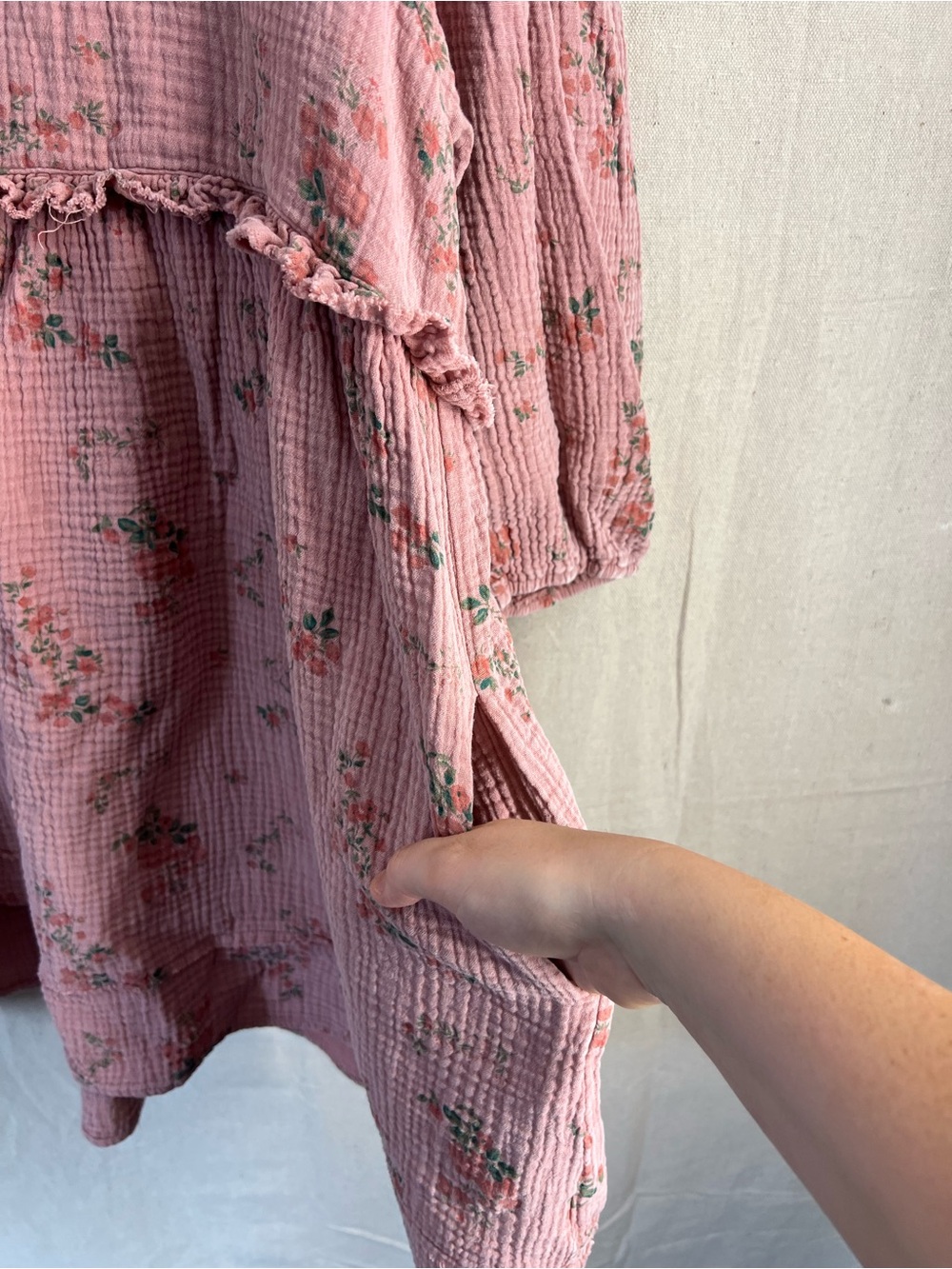easel Mauve Pink Floral Babydoll Mini Dress - Picture 6 of 6